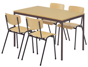 Tisch-Stuhl-Set: 4 Stühle,