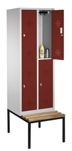 Fächerschr., untergeb. Sitzbank, Holz.,