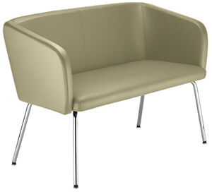 2er-Besuchersofa, Kunstlederbez. creme,