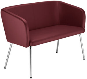 2er-Besuchersofa, Kunstlederbez. rot,