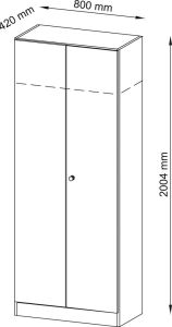 Flügeltürschr., BxTxH 800x420x2004 mm,