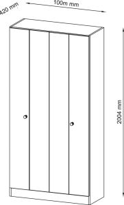 Flügeltürschr., BxTxH 1000x420x2004 mm,