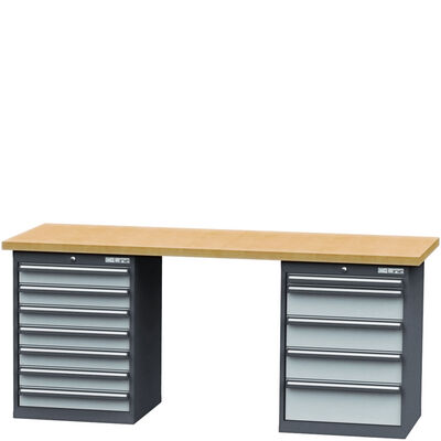 Reihenwerkbänke Classic-Linie;Breite 2000 mm;2 Schubladenblöcke Breite je 600 mm 15-45587