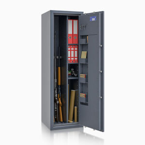 Waffenmehrtweckschrank Klasse 1 ECBS  Modell St.Gallen MAX KOMBI 4 Waffenhalter, + Regalteil H: 1.500 mm