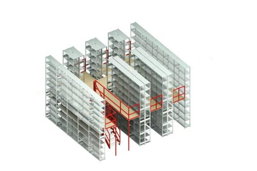 2-geschossige Fachbodenregalanlage,