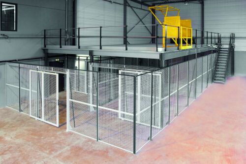 LAGERBÜHNE MIT BODEN - 2.100 X 3.000 X 8.000 MM (HXBXT) - 350 KG/QM - Graphitgrau RAL 7024