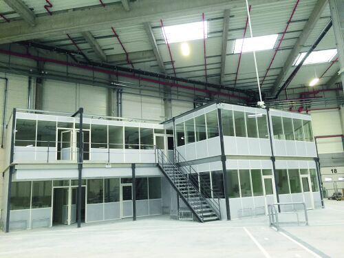 LAGERBÜHNE MIT BODEN - 3.000 X 14.000 X 19.000 MM (HXBXT) - 350 KG/QM - Graphitgrau RAL 7024