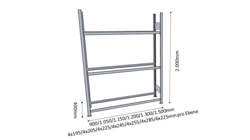 Reifenregal/Räderegal 2000x1200x400 (HxBxT)