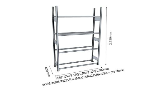 Reifenregal/Räderegal 2750x900x400 (HxBxT)