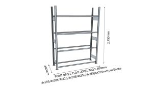 Reifenregal/Räderegal 2750x900x400 (HxBxT)