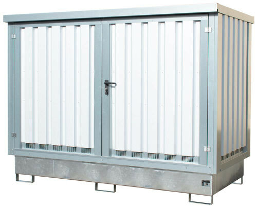 Gefahrstoff-Depot für 2x1000 l IBC, BxTxH 2835x1595x2180 mm, Auffangvol. 1000 l, verzinkt