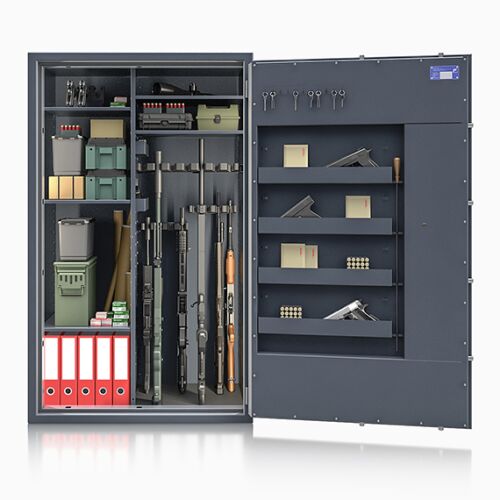 Waffenschrank Klasse 1 ECBS  Modell St.Gallen WF Super Kombi 18 Waffenhalter/Aktenteil , H: 1.550 mm