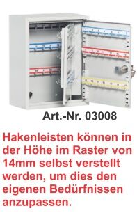 Modelle ULM SchlüsselschrankHxBxT 3052x245x130mm 3,8kg84 Haken
